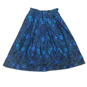 GEIGER Blue A-Line Midi Skirt for Night Out. Vintage 90s floral